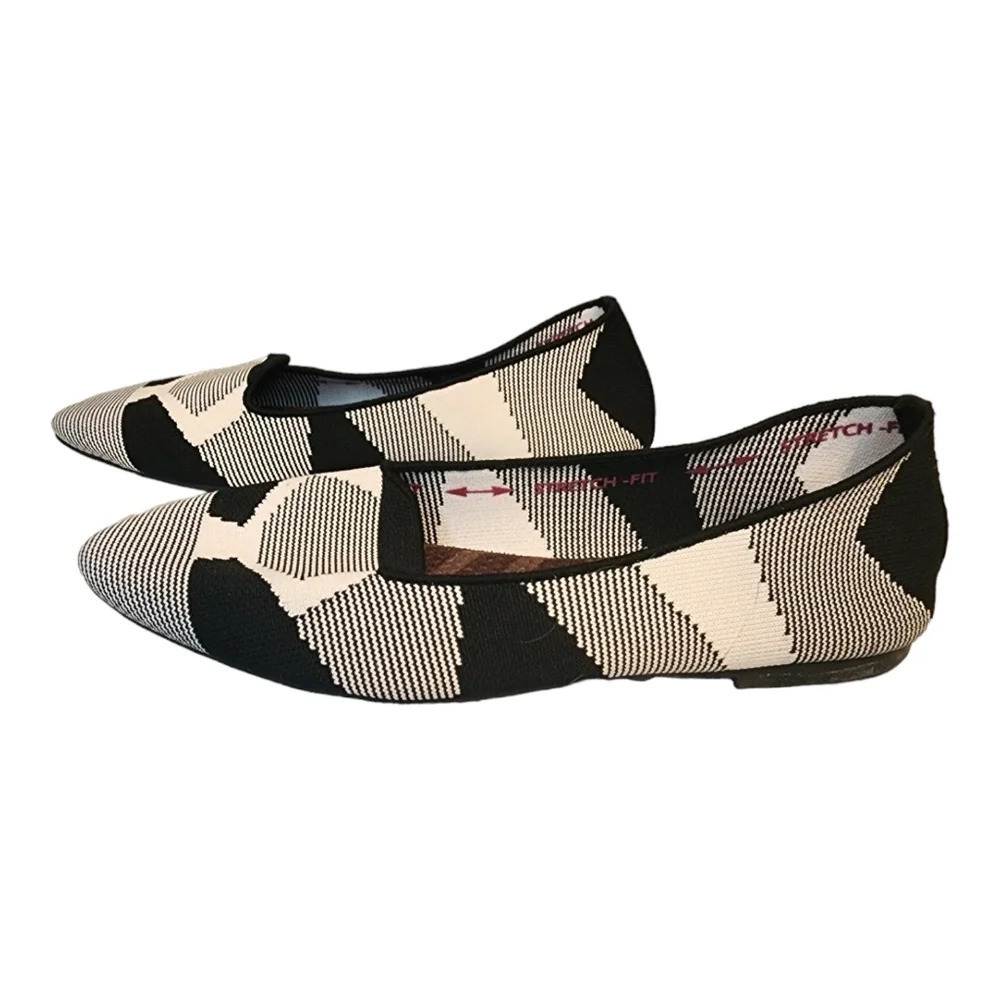 Skechers Womens Cleo Sherlock Ballet Flats Shoes 44731 Black Textile Slip On 7.5